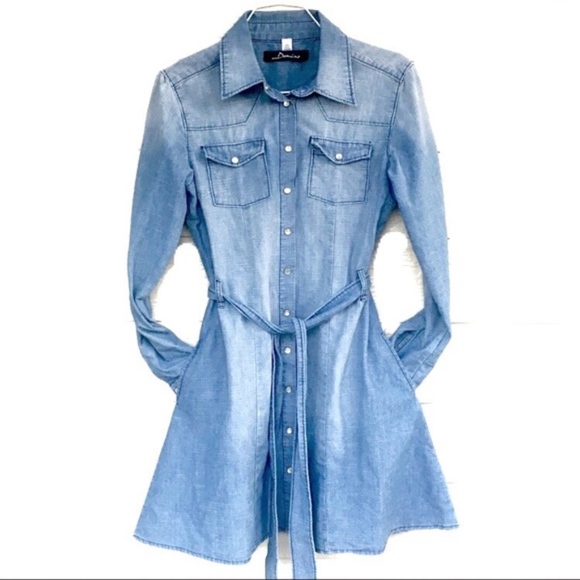 Domino Dollhouse Dresses & Skirts - DOMINO DOLLHOUSE DENIM BUTTON DOWN DRESS